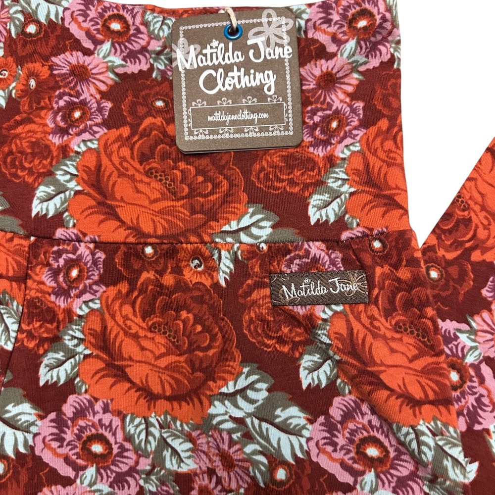 Matilda‎ Jane Floral Leggings Womens XS Rust Red Ruched Ankle NWT AB16125